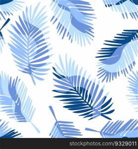 Tropical modern leaf pattern, print, texture design. Pastel blue colors jungle leaves on white background