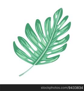 Tropical palm leaf symbol. Stylized monstera plant leaves. Rainforest botanical print. Floral element isolated. Print, poster design. Vector illustration. Tropical palm leaf symbol. Stylized monstera plant leaves. Rainforest botanical print.