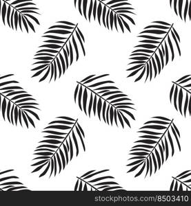 Tropical palm leaves. Black silhouettes of tropical plants. Palm jungle leaves, exotic foliage, decorative natural plant collection. Hand drawn vector seamless pattern for banner, card, wallpapers