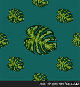 Tropical palm leaves, monstera, jungle leaf vector seamless floral summer pattern background