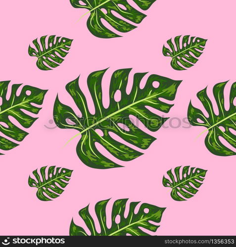 Tropical palm leaves, monstera, jungle leaf vector seamless floral summer pattern background