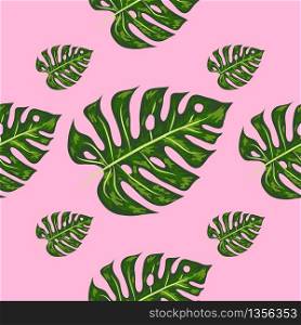 Tropical palm leaves, monstera, jungle leaf vector seamless floral summer pattern background