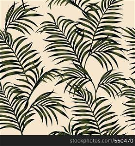 Tropical palm leaves vector seamless pattern on the white background. Trendy botanical overlapping background