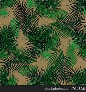 Tropical palm seamless pattern. Fern leaf wallpaper. For book covers, design, graphic art, wrapping paper. Vector illustration. Tropical palm seamless pattern. Fern leaf wallpaper.