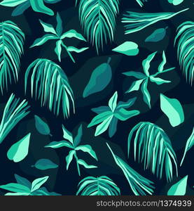 Tropical palm seamless pattern. Summer vector background