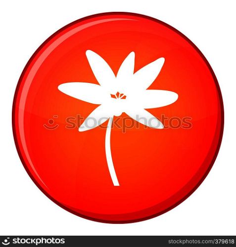 Tropical palm tree icon in red circle isolated on white background vector illustration. Tropical palm tree icon, flat style