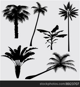 Tropical palm tree silhouettes isolated vector image