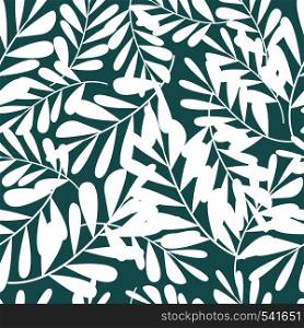 Tropical pattern, vector floral background. palm leaves seamless pattern, Abstact white leaves on green background. Vector illustration. Tropical pattern, vector floral background. palm leaves seamless pattern,