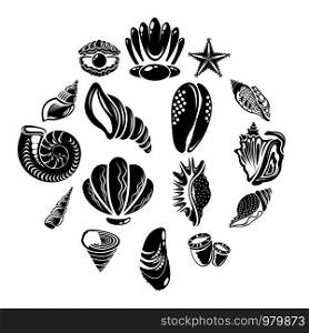 Tropical sea shell icons set. Simple illustration of 16 tropical sea shell vector icons for web. Tropical sea shell icons set, simple style