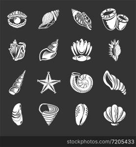 Tropical sea shell icons set vector white isolated on grey background . Tropical sea shell icons set grey vector