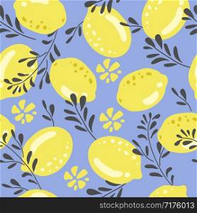 Tropical seamless background with lemon pattern