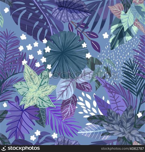 Tropical seamless pattern, hand drawn vector illustration