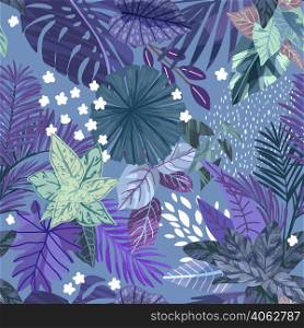 Tropical seamless pattern, hand drawn vector illustration