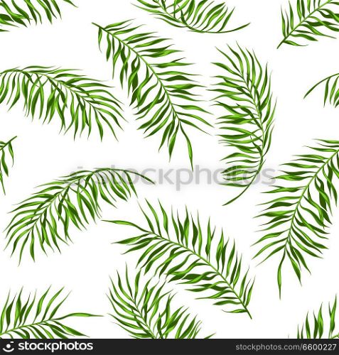 Tropical seamless pattern. Palm leaves of coconut tree.. Tropical seamless pattern.