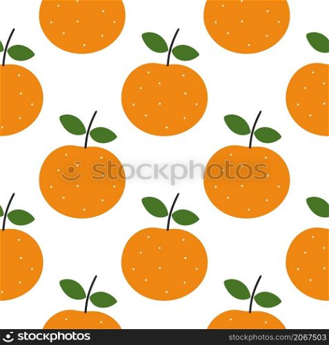Tropical seamless pattern with oranges vector illustration. Background with fruits, organic healthy food. Template for packaging, fabric and design. Tropical seamless pattern with oranges vector illustration