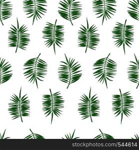 Tropical seamless pattern with palm leaves. Design element for fabric, textile, wallpaper, scrapbooking or others. Vector illustration.. Tropical seamless pattern with green palm leaves.
