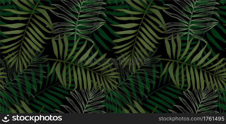 Tropical seamless pattern with palm leaves. Modern abstract design for paper, cover, fabric, interior decor and other users.. Tropical seamless pattern with palm leaves. Modern abstract design for paper, cover, fabric, interior decor and other