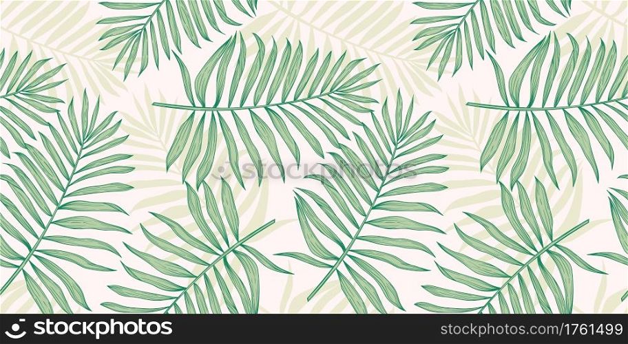 Tropical seamless pattern with palm leaves. Modern abstract design for paper, cover, fabric, interior decor and other users.. Tropical seamless pattern with palm leaves. Modern abstract design for paper, cover, fabric, interior decor and other