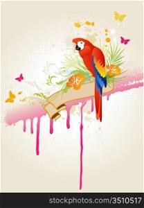 tropical summer background with parrot