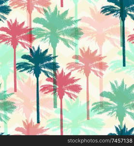 Tropical summer seamless pattern with coconut palms. Vector background