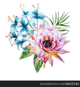 Tropical watercolor flowers vector image