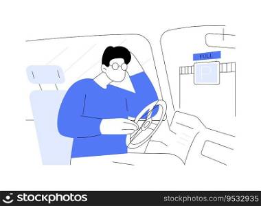 Trouble to find parking abstract concept vector illustration. Disappointed man cant find a place for parking, ground transportation, personal transport, despair person abstract metaphor.. Trouble to find parking abstract concept vector illustration.