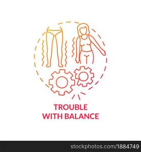 Trouble with balance concept icon. Hypertension symptom abstract idea thin line illustration. Poor control. Losing balance while walking. Feel dizziness. Vector isolated outline color drawing. Trouble with balance concept icon