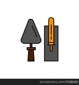 Trowel, Brickwork, Construction, Masonry, Tool Flat Color Icon. Vector icon banner Template