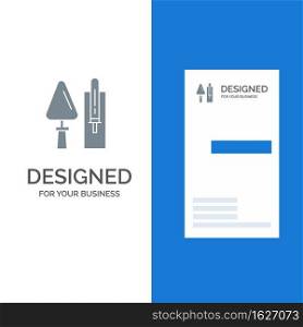 Trowel, Brickwork, Construction, Masonry, Tool Grey Logo Design and Business Card Template