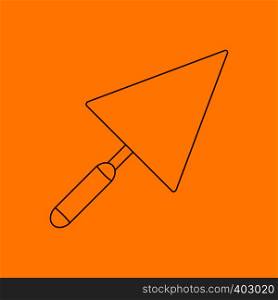 Trowel line icon, thin contour on yellow background. Trowel line icon