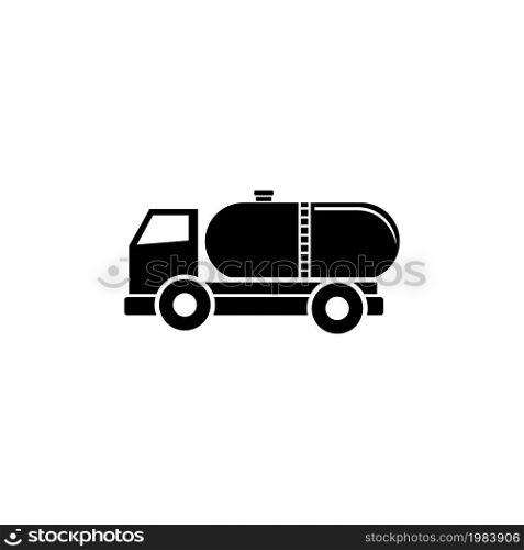 Truck Auto Barrel, Oil Transportation. Flat Vector Icon illustration. Simple black symbol on white background. Truck Auto Barrel, Oil Transportation sign design template for web and mobile UI element. Truck Auto Barrel, Oil Transportation Flat Vector Icon