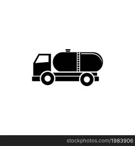Truck Auto Barrel, Oil Transportation. Flat Vector Icon illustration. Simple black symbol on white background. Truck Auto Barrel, Oil Transportation sign design template for web and mobile UI element. Truck Auto Barrel, Oil Transportation Flat Vector Icon