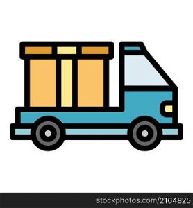 Truck box relocation icon. Outline truck box relocation vector icon color flat isolated. Truck box relocation icon color outline vector