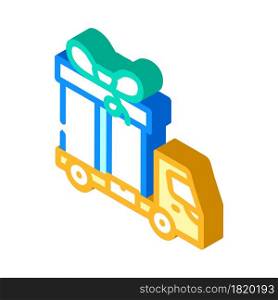 truck carrying gift isometric icon vector. truck carrying gift sign. isolated symbol illustration. truck carrying gift isometric icon vector illustration