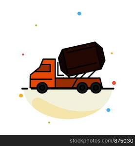 Truck, Cement, Construction, Vehicle, Roller Abstract Flat Color Icon Template