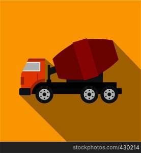 Truck concrete mixer icon. Flat illustration of truck concrete mixer vector icon for web. Truck concrete mixer icon, flat style