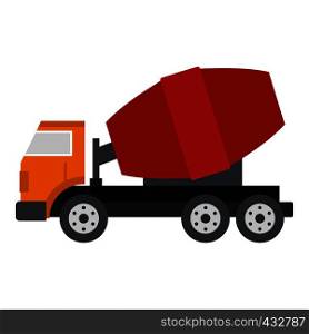 Truck concrete mixer icon flat isolated on white background vector illustration. Truck concrete mixer icon isolated
