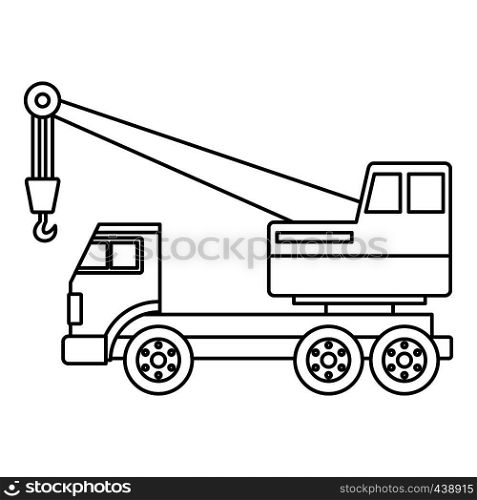 Truck crane icon in outline style isolated vector illustration. Truck crane icon outline