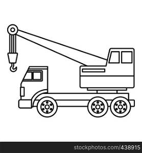 Truck crane icon in outline style isolated vector illustration. Truck crane icon outline