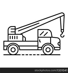 Truck crane icon. Outline truck crane vector icon for web design isolated on white background. Truck crane icon, outline style