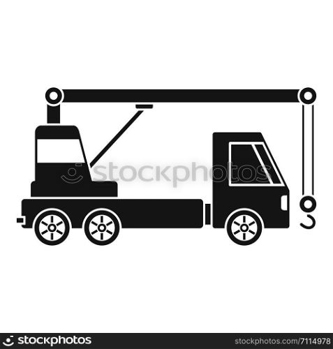 Truck crane icon. Simple illustration of truck crane vector icon for web design isolated on white background. Truck crane icon, simple style