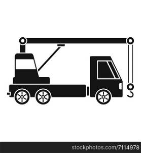 Truck crane icon. Simple illustration of truck crane vector icon for web design isolated on white background. Truck crane icon, simple style