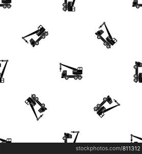 Truck crane pattern repeat seamless in black color for any design. Vector geometric illustration. Truck crane pattern seamless black