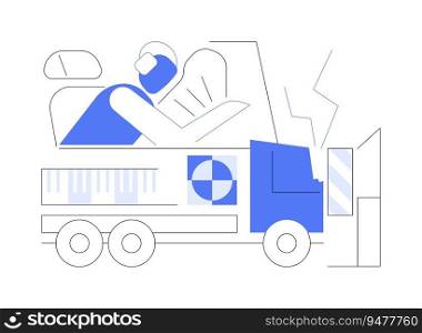 Truck crash test abstract concept vector illustration. Crash test for truck using mannequin at factory, car manufacturing process, automotive industry, collision accident abstract metaphor.. Truck crash test abstract concept vector illustration.