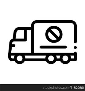 Truck Cross Mark Icon Vector. Outline Truck Cross Mark Sign. Isolated Contour Symbol Illustration. Truck Cross Mark Icon Vector Outline Illustration