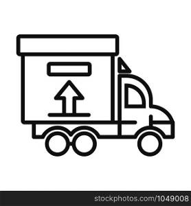 Truck delivery box icon. Outline truck delivery box vector icon for web design isolated on white background. Truck delivery box icon, outline style