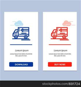 Truck, Delivery, Goods, Vehicle Blue and Red Download and Buy Now web Widget Card Template