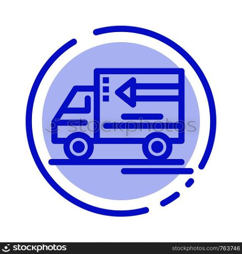 Truck, Delivery, Goods, Vehicle Blue Dotted Line Line Icon