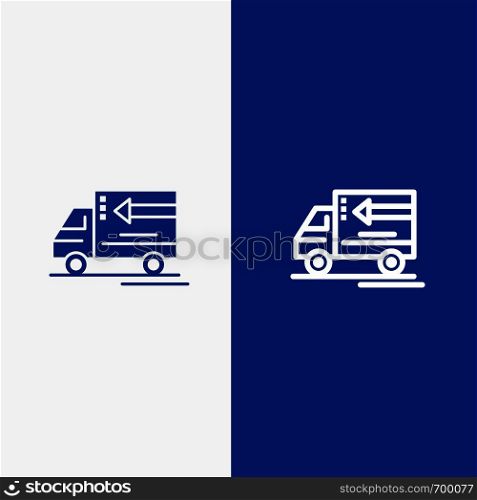 Truck, Delivery, Goods, Vehicle Line and Glyph Solid icon Blue banner