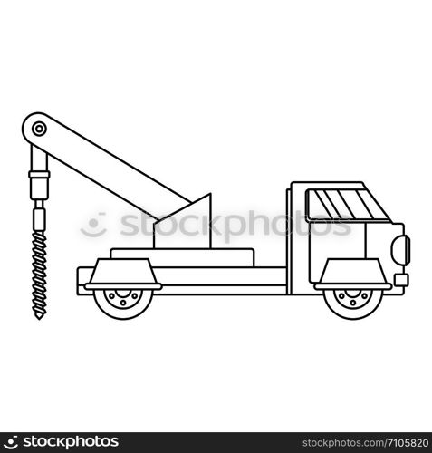 Truck drill icon. Outline truck drill vector icon for web design isolated on white background. Truck drill icon, outline style